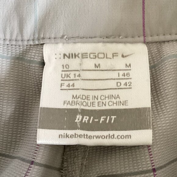 Nike Golf Dri Fit Womens Windowpane Plaid Bermuda Shorts M/10 Gray 137R - Picture 6 of 8